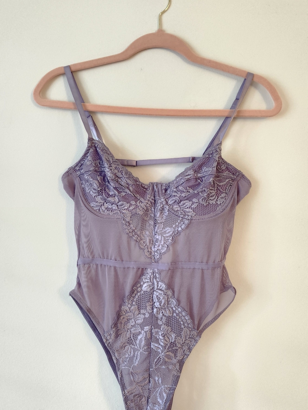 Lace-Trim Bodysuit in Lavender - Women’s Intimates